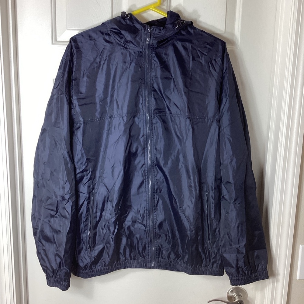 Faded Glory Navy Windbreaker Jacket Sz L